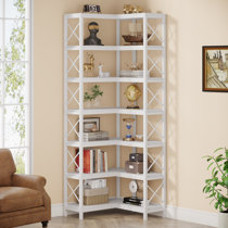 Tall white 2024 corner bookcase